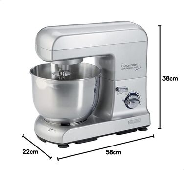 Ariete 1596 Pastamatic Gourmet 1950 - планетарний міксер з набором насадок для тіста, збивання та замішування - 10 швидкостей, бежевий