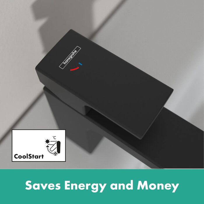 Змішувач для ванної кімнати Hansgrohe Vernis Shape, чорний мат, з висувною виливкою, водозберігаючий, висота виливу 70 мм