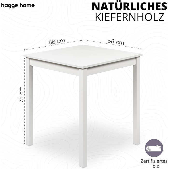 Скандинавський дерев'яний стіл Hagge Home 68x68 см - обідній, кухонний, письмовий, для дому та офісу, дитячий