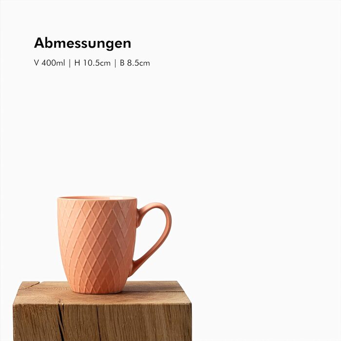 Набір кавових чашок KIVY 6 шт. по 400 мл - великі кавові чашки, чайні чашки, керамічні чашки, сучасний глечик для кави