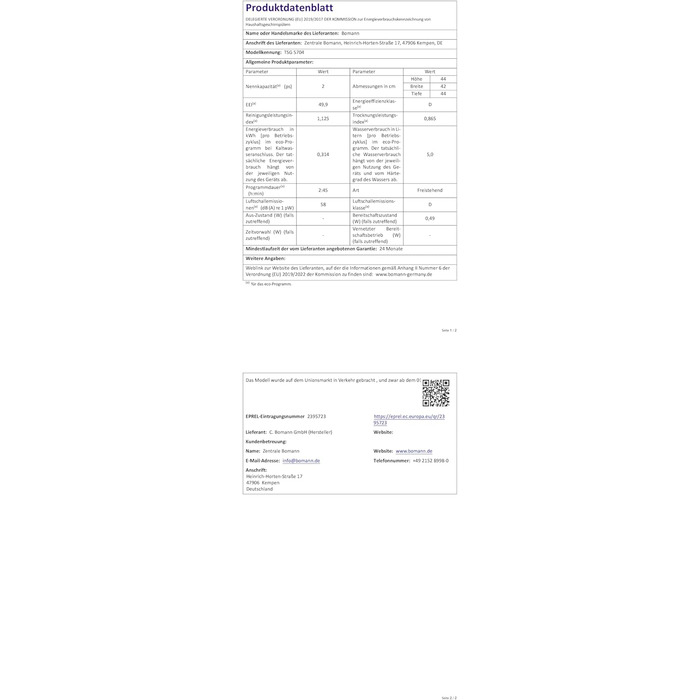 Посудомийна машина Bomann® TSG 5704: компактна, для кемпінгу, з підключенням/без, 36-70°C, 6 програм, 42 см