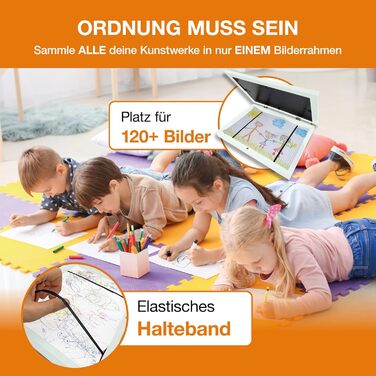 BALA® Преміум рамки для фотографій - 2 шт. A4, для дитячих малюнків та творчих робіт, з фронтальною відкриваністю та кріпленням для підвішування/ставлення, вміщують 120+ зображень (Білий)