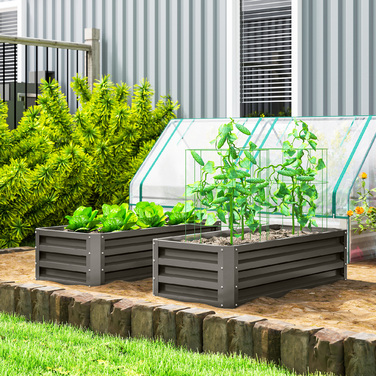 Набір з 2-х металевихRaised Beds (Високих Грядок), Відкритий Дно, Для Саду та Балкону, 110x50x30 см, Темно-сірий