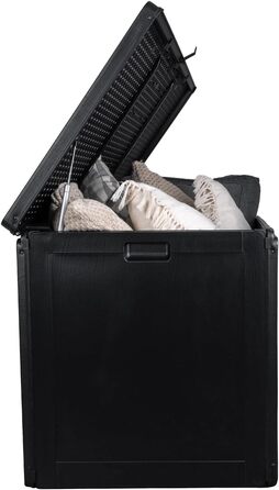 Універсальний садовий ящик-скриня Columba 490 л з кришкою - вуличний шафа, лавка зі зберіганням, контейнер для подушок, садовий будиночок, ящик для інструментів - чорний