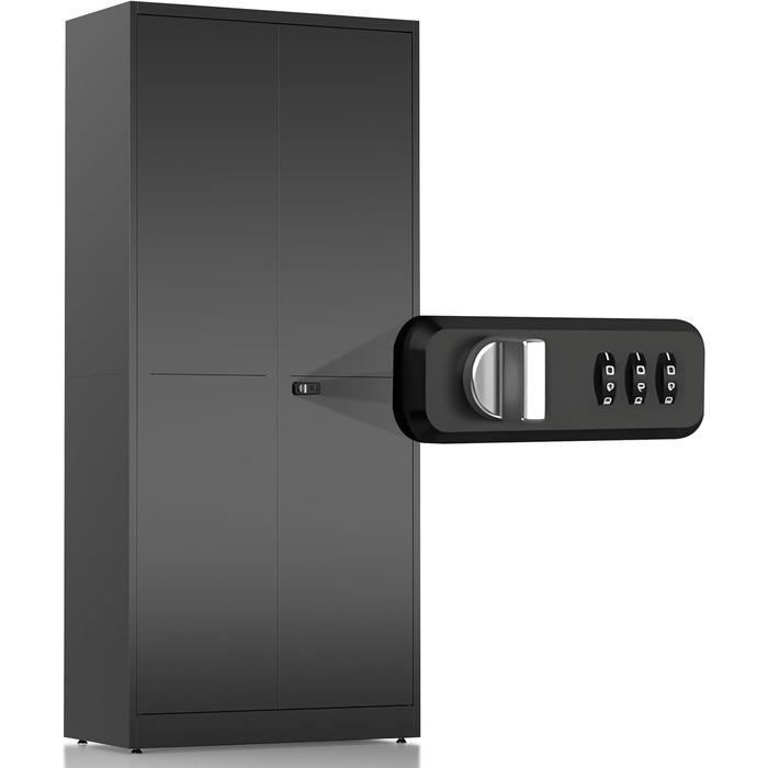 Металевий шафа-сейф для документів, 90х80х40 см, білий. З комбінаційним замком, регульовані полиці. Підійде для гаража, офісу, вітальні, підсобки.