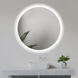 Круглий дзеркало для ванної кімнати 80 см з LED-підсвічуванням та сенсорним вимикачем