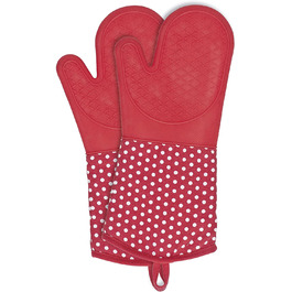 Силіконові рукавички WENKO Pot з долонями, 1 пара, зручні кухонні гаджети, також можуть використовуватися в якості рукавичок для гриля, термостійкі, 18,5 x 37,5 см, (червоний)