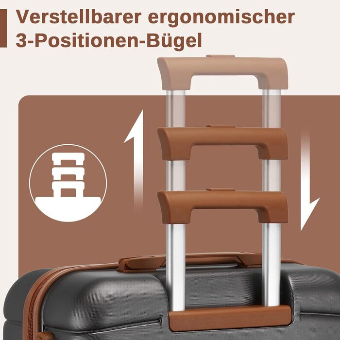 Валіза KONO, середнього розміру, 66 см, ABS+PC, з коліщатами та кодовим замком (темно-зелений/коричневий)