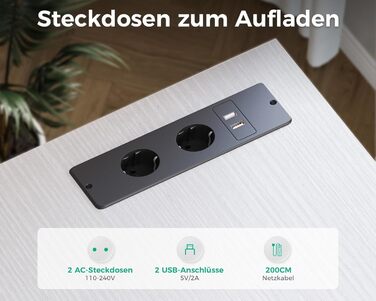 Комп'ютерний стіл Coleshome L-подібної форми з ящиками для документів, USB-роз'ємом та розеткою, для дому та офісу (білий, 140x70 см)
