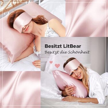 Маска для сну LitBear з 100% шовку маорі, для жінок та чоловіків, з регульованою стрічкою, рожевого кольору