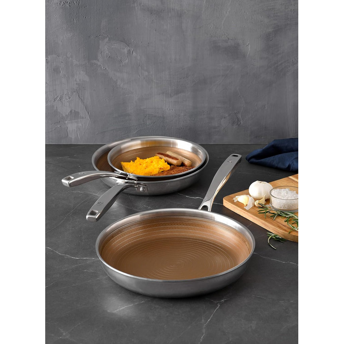 Набір сковорідок MasterPRO GIRO (24 см + 28 см) з 3-шаровим покриттям ILAG, нержавіючі ручки, для індукції та духовки, без PFAS/PFOA/PTFE, антипригарне покриття, вафельна структура