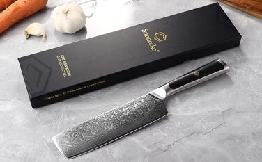 Набір ніжів Sunnecko: Японський ніж Nakiri 7 дюймів з дамаської сталі - кухонний ніж для нарізання овочів та фруктів з ергономічною ручкою