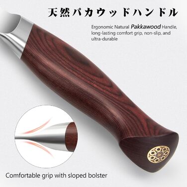 Японський ніж SHAN ZU Santoku 18 см - професійний кухонний ніж з високоякісної сталі 10Cr15Mov, ергономічна ручка, для м'яса, овочів та риби