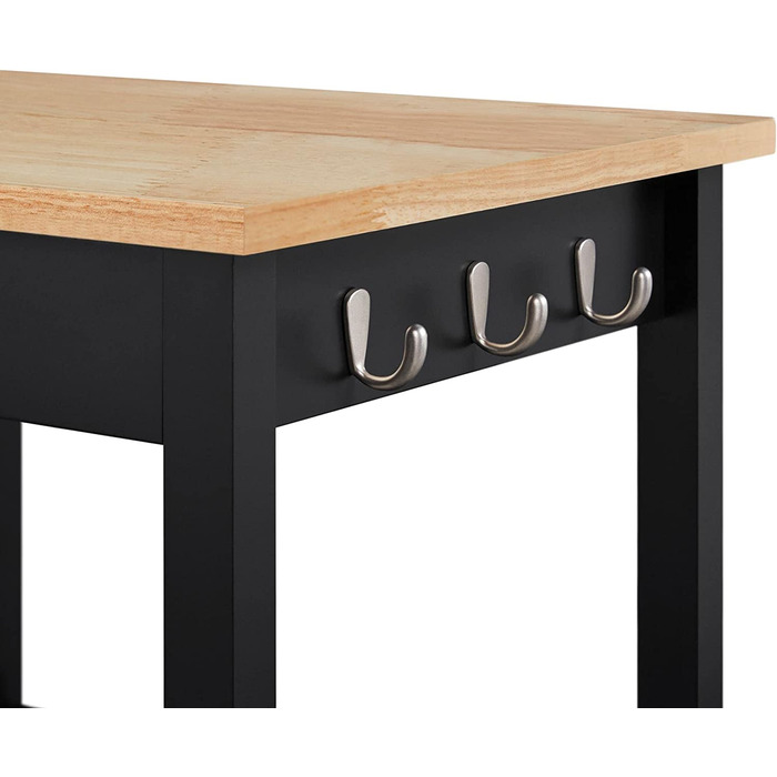 Кухонний візок Yaheetech на колесах з шафкою та полицею, 55x45x89 см, білий (чорний)