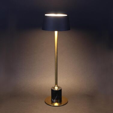 LED настільна лампа Dawalight бездротова з сенсорним вимикачем, 2400mAh, USB, для дому, спальні, ресторану, метал та мармур, чорний + золотий