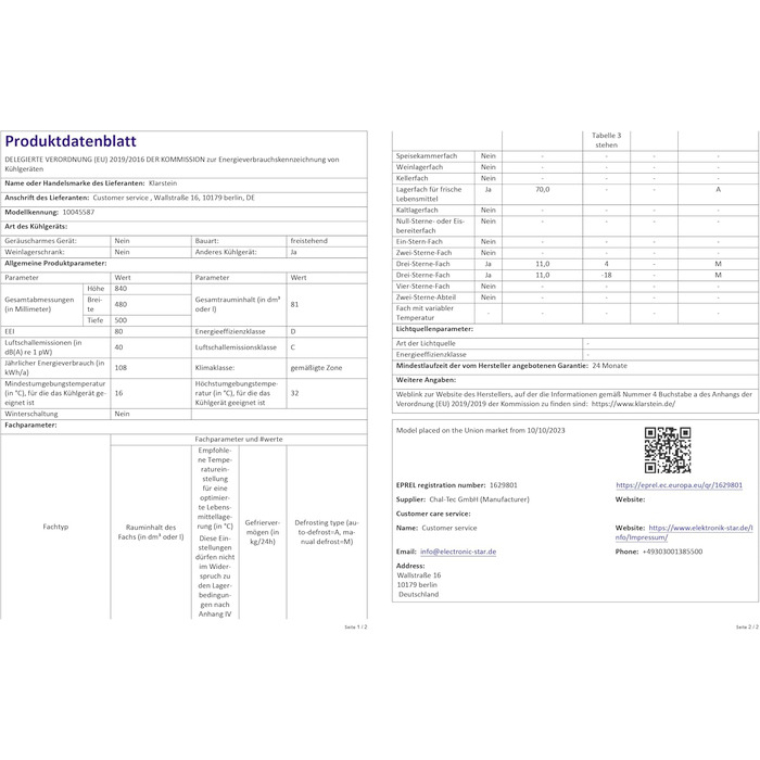 Холодильник Klarstein, міні-холодильник для напоїв, 46л, срібляний, з функцією охолодження до 10°C, для дому, офісу, кемпінгу