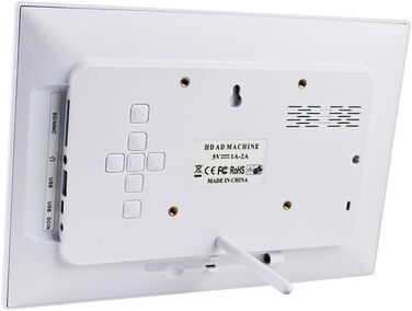 Цифровий фотомонтаж 10.1 дюйма, IPS, 1280x800, USB/SD, фото/музика/відео, календар, будильник, настінний монтаж, білий