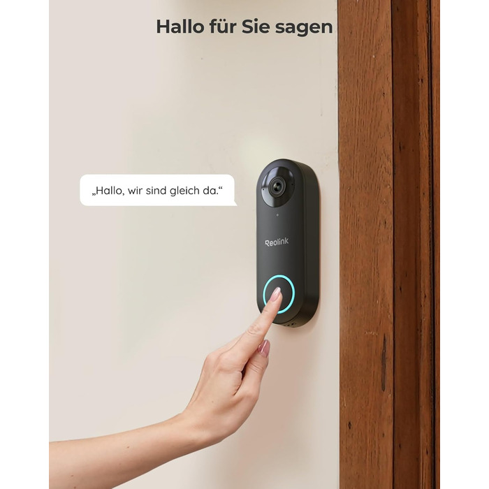 Відеодзвінок Reolink 5MP PoE з Чаймом, UHD, 180° Ultraweitwinkel, двосторонній аудіо, розпізнавання осіб, водонепроникний, з сигналізацією, сумісний з NVR
