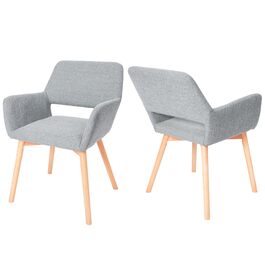 Набір з 2-х м'яких крісел для їдальні CangLong, сірого кольору, з масивними дерев'яними ніжками, для кухні, їдальні та вітальні