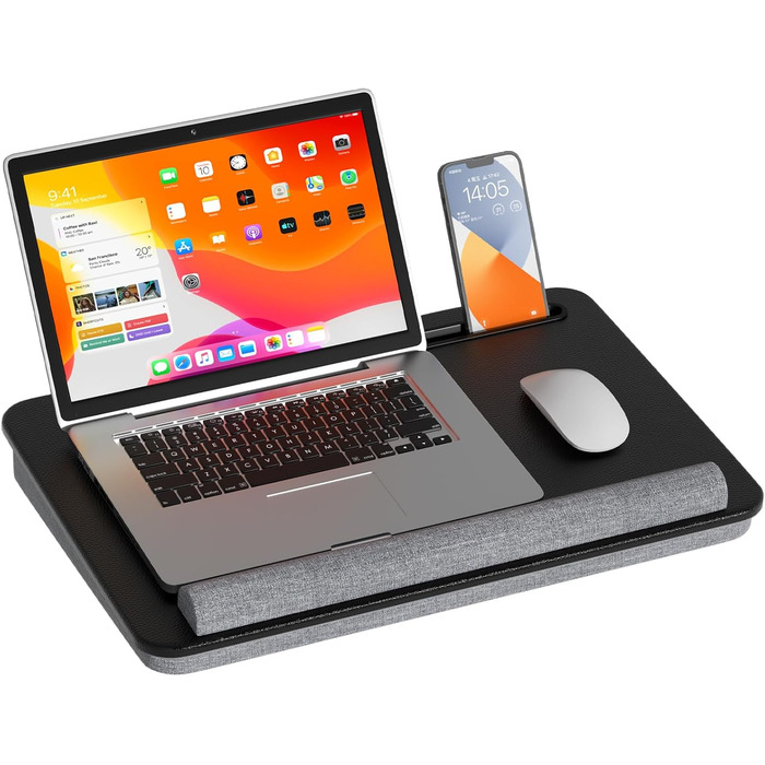 Підставка для ноутбука в ліжко - Lapdesk з підставкою для зап'ястя та тримачем для телефону, до 17.3 дюймів, для дому, навчання та відпочинку