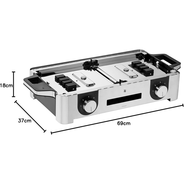 Електрогриль WMF Lono Master Grill 50x28 см з двома зонами нагріву, нержавіюча сталь, для барбекю