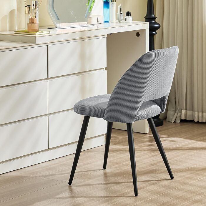 Набір з 4-х обідніх стільців з витонченою спинкою, сірого кольору, з м'яким сидінням, для кухні, вітальні, спальні. Набір з 4 шт.