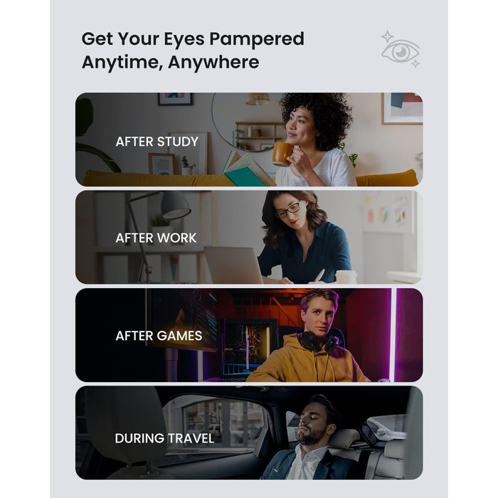 Масажер для очей RENPHO Eyeris 1 з пультом, підігрівом, вібрацією та Bluetooth, акумуляторний. Для сухих очей, подарунок для жінок та чоловіків (чорний)