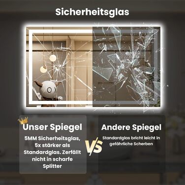 LED дзеркало для ванної кімнати 60x80 см з підсвічуванням, сенсорне керування, регулювання яскравості, 3 кольори світла, антизапар, IP44, вертикальна/горизонтальна орієнтація