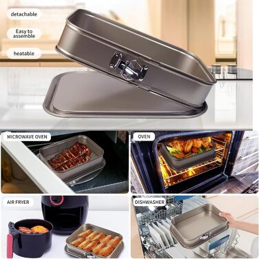 Форма для випічки Notcilgias прямокутна, роз'ємна, для чізкейку, тирамісу, антипригарне покриття, нержавіюча сталь (золото)