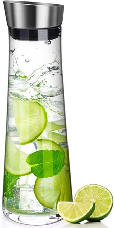 Скляна карафа з кришкою (1 літр) для напоїв: вода, чай, кава, молоко, вино