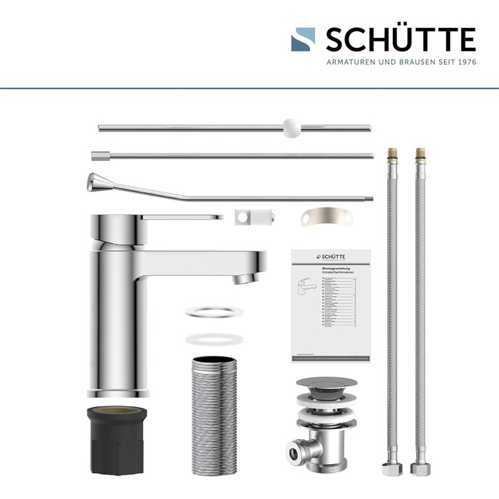 Змішувач для ванної кімнати Schütte ELEPHANT з нержавіючої сталі, з клапаном зливу, хром, 34210