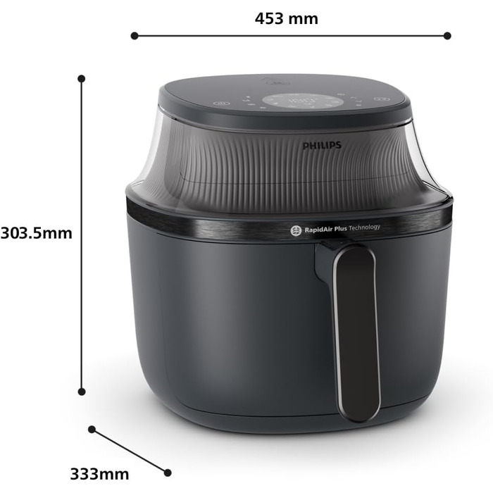Фритюрниця Philips Airfryer 3000 Series 7.2 л з віконцем, 16-в-1, RapidAir Plus, видалення жиру, легке очищення, додаток HomeID