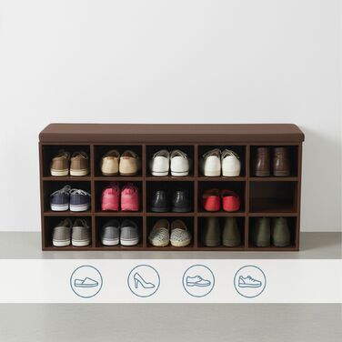 Підставка для взуття Relaxdays з м'яким сидінням та відкритими полицями