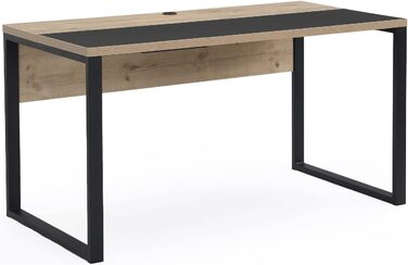 Стіл B&D Noel офісний стіл з кабельною каналізацією промисловий дизайн дуб пісочний, 12103-120-SCHW (чорний, 140x75 см)