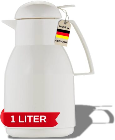 Термос Helios Top Push з нержавіючої сталі, 1 літр (1000 мл), білий