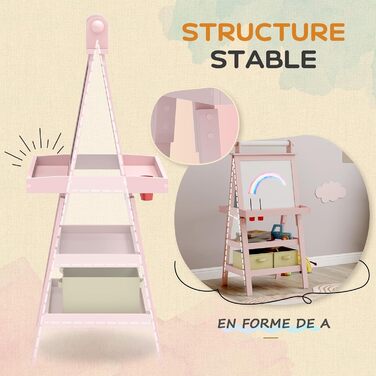 Дитяча фліпчарт AIYAPLAY 3 в 1 з магнітною дошкою та рулоном паперу - для дітей 3-6 років (зелене дерево, рожевий)