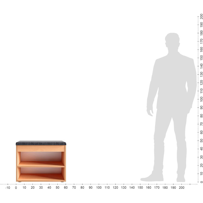 Лавка для взуття з сидінням - Полиця для взуття Лавка з місцем для зберігання Біла маленька тумба для взуття з лавкою Лавка для взуття в передпокої Лавка для шафи Софія (60 x 48 x 32 см, бук Оббивка (сіра)