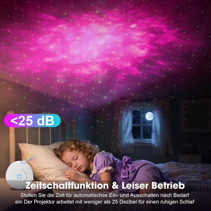 Проєктор зоряного неба Smart Sternenhimmel WiFi з пультом, додатком та голосовим керуванням, 16 млн кольорів, тихий (25 дБ), 4 кути нахилу - білий