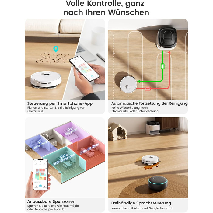 Робот-пилосос LEFANT M3 Gen2 з функцією миття, 12000Pa, автоматичне очищення, LiDAR, розпізнавання килима, керування через додаток Freemove 3.0 та голосове керування, 8 тижнів бездротової роботи