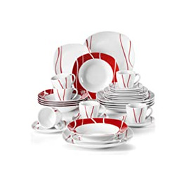 МАЛАКАСА, серія Felisa, набір з 30 порцелянових столових сервізів, комбінований набір посуду, в кожному з яких 6 обідніх тарілок, 6 десертних тарілок