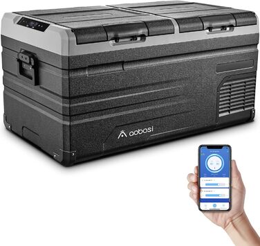 Автохолодильник AAOBOSI 90L з компресором, WiFi, USB, 12/24/240V (-20°C) для авто, кемпінгу, човна