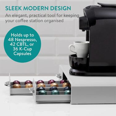 Тримач для капсул кави Navaris - органайзер для Nespresso капсул - контейнер для капсул різних розмірів - сірий