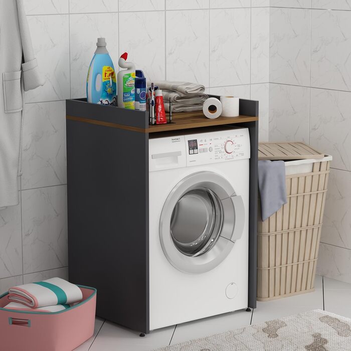 Шафа для пральної машини Homidea MIA - Настінна шафа для ванної кімнати - Шафа-короб для пральної машини та сушилки для білизни, 182.1 x 65 x 60 см (Антрацит/Дуб)