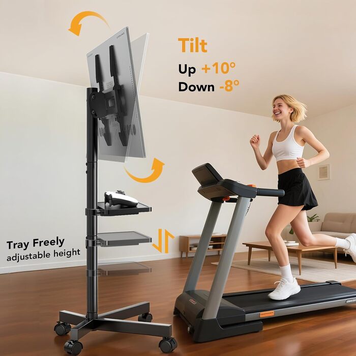 Підставка для телевізора мобільна з колесами Hemudu 23-60 дюймів, до 35 кг, VESA 400x400 мм, регульована висота