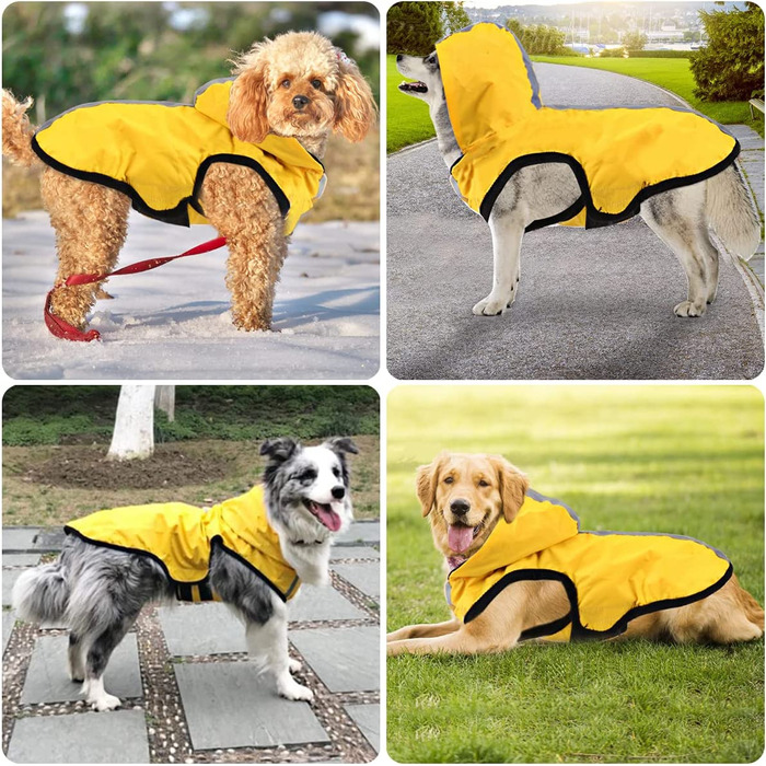 Водонепроникний дощовик Idepet 2-в - 1 для собак, легкий комбінезон для собак з капюшоном, дихаюче дощове пончо з капюшоном і світловідбиваюча смуга для маленьких, середніх і великих собак (М, Жовтий) М жовтий