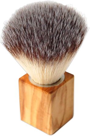 Щітка для гоління D.O.M. CUBUS - ручка з оливкового дерева - борсукова шерсть/веган (натуральна борсукова шерсть)