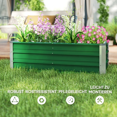 Outsunny Піднята грядка Сталева садова клумба з рукавичками 125x47x40см зеленого кольору для овочів та квітів