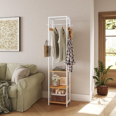 Підставка для одягу ELYKEN: вільна, з 3 полицями та 12 гачками, для прихожей, спальні, офісу. Органайзер для шапок, пальто, шарфів. Натуральне дерево