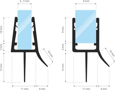 Ущільнювач для душової кабіни STEIGNER, 50 см, 6/7/8 мм, змінний ущільнювач з ПВХ для круглої душової кабіни