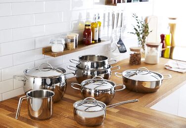 Набір каструль Lagostina Euforia 11 предметів з нержавіючої сталі 18/10, для всіх типів плит, з кришками, Lagoseal-Plus дно